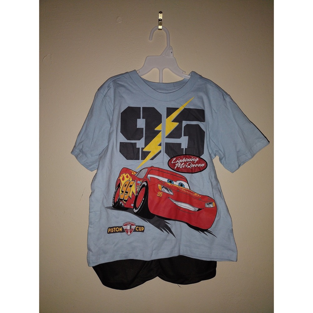 Disney Pixar Cars Lightning McQueen Kids T-Shirt and Shorts 2pc Outfit Set 6